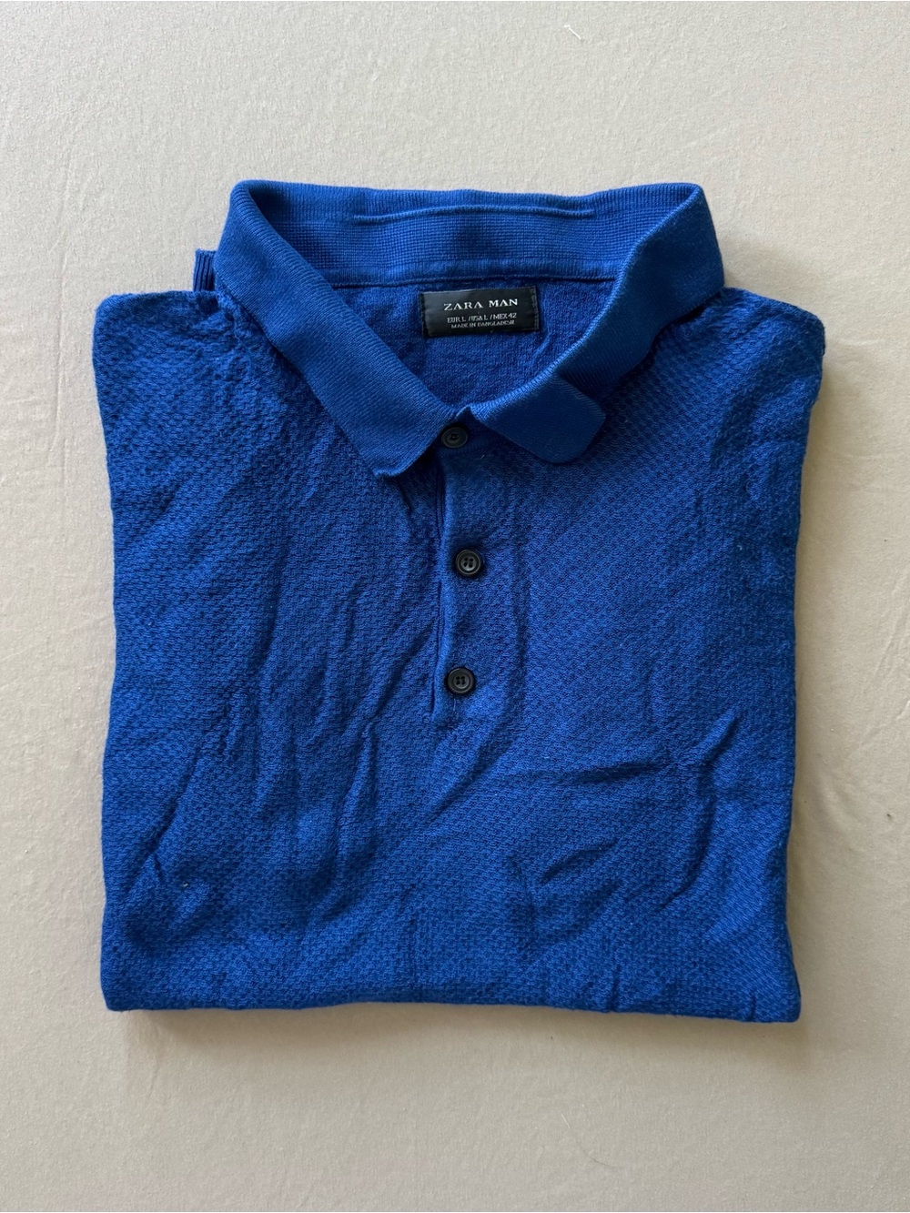 Zara Textured KNIT POLO SHIRT